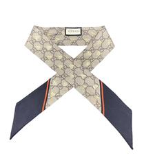 Gucci Twill Monogram GG Bees Twill Neck Bow Scarf